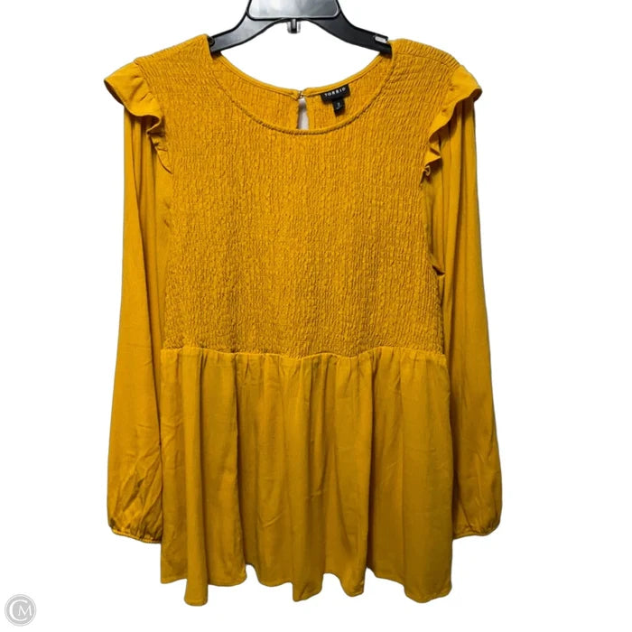 Peplum Crinkle Gauze Smocked Top  By Torrid In Yellow, Size: 2X