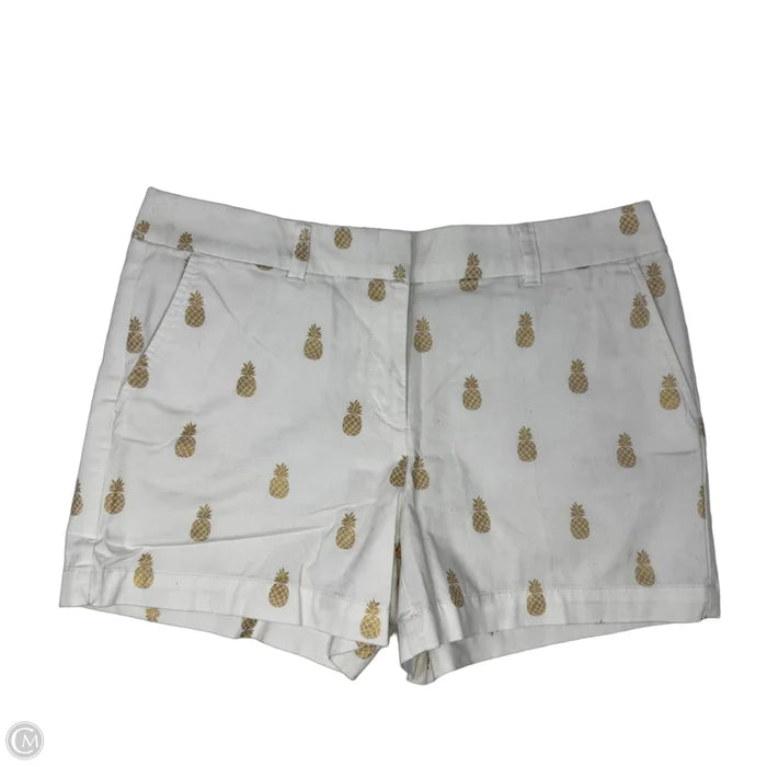 Pineapple Shorts By Loft In White and Gold, Size: 6