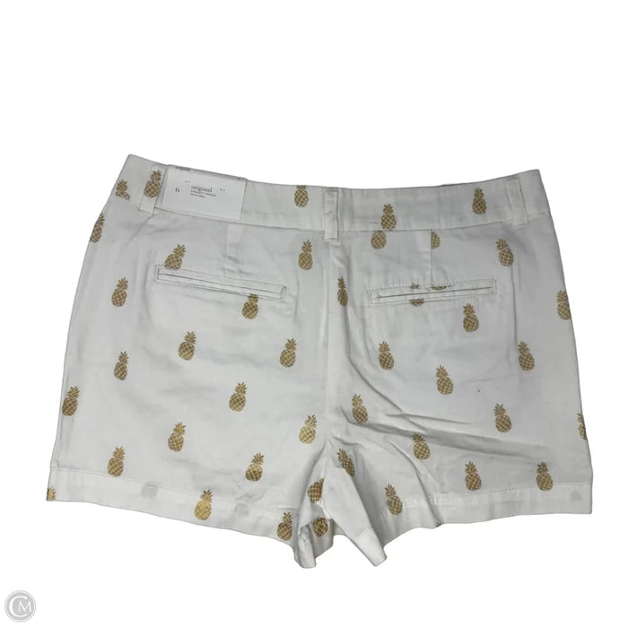 Pineapple Shorts By Loft In White and Gold, Size: 6
