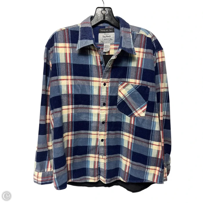 Pink Floyd Top Long Sleeve By Big Rock Canyon In Plaid Pattern, Size: 2x