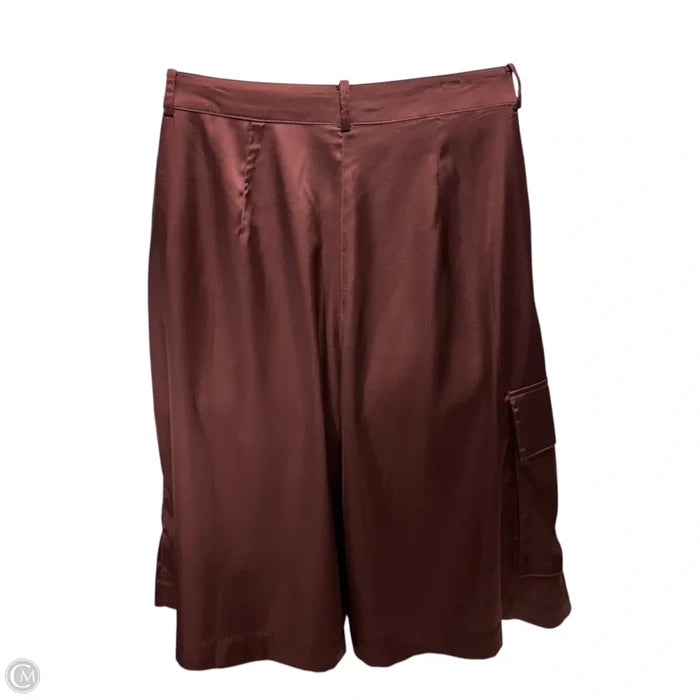 Pleated Stretch Satin Utility Shorts By Hutch In Copper, Size: M