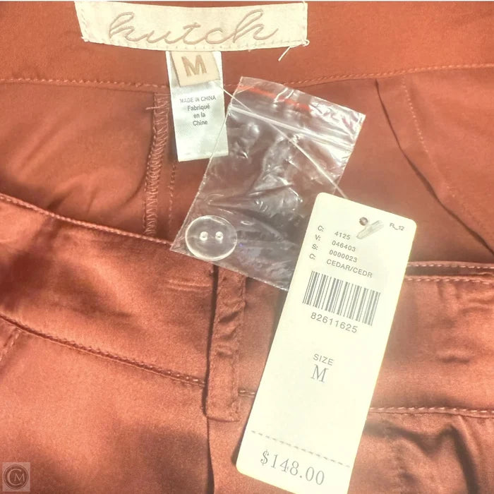 Pleated Stretch Satin Utility Shorts By Hutch In Copper, Size: M