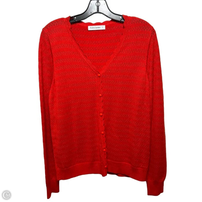 Pointelle Sweater Cardigan By Prettygarden In Orange, Size: S