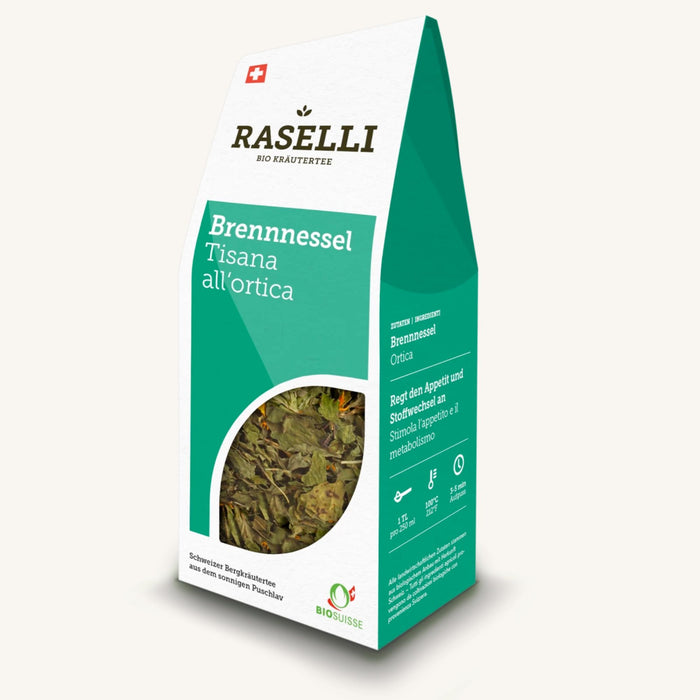 Bio Brennnesseltee (Raselli) – reiner Brennnesseltee als Offentee, 25 g in Kartonverpackung