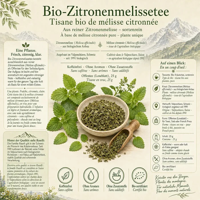 Zutaten des Bio-itronenmelissetees, Überblick über Zutaten