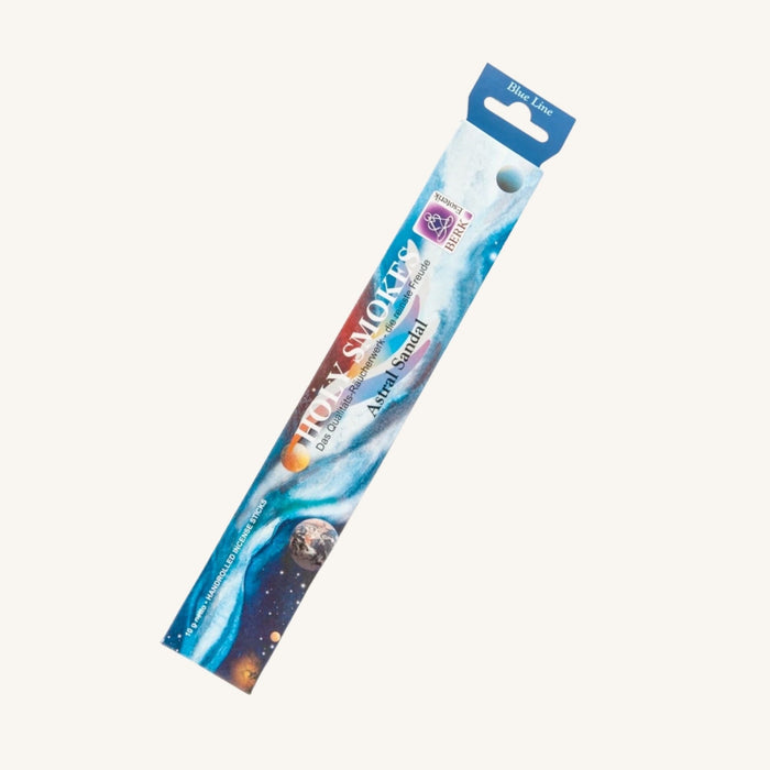 Verpackung der Blue Line Raeucherstaebchen mit Astral-Sandel-Duft in blauem Design