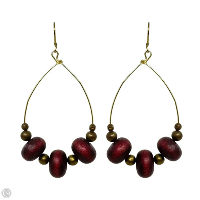 Red Beaded Teardrop Dangle Earrings