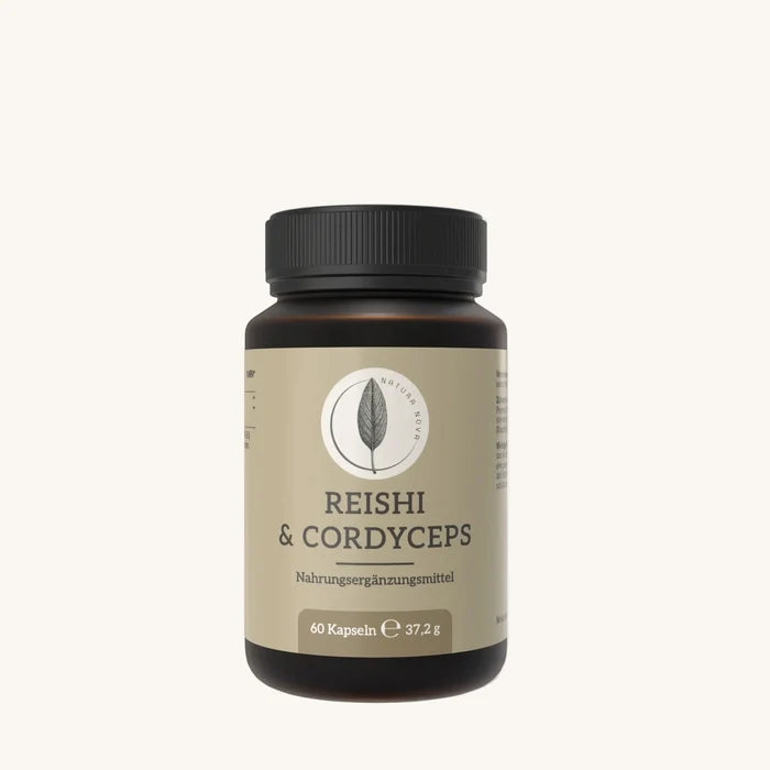 Natura Nova Reishi & Cordyceps Kapseln Vitalpilzextrakte aus kontrollierter Herkunft Frontansicht