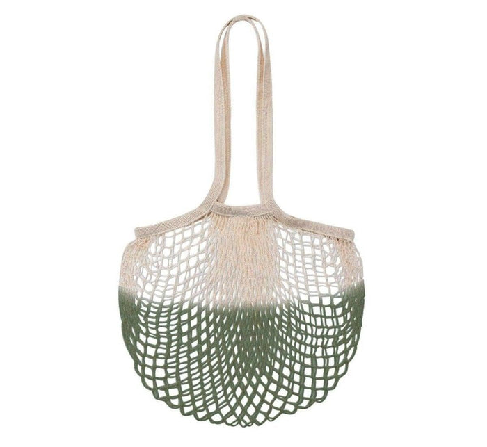 Turmerry reusable grocery shopping bag with mesh design in pear green, on white background.