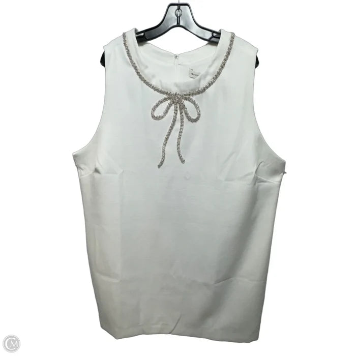 RHINESTONE BOW EMBELLISHED MINI DRESS By English Factory In White, Size: 3x