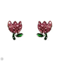 Rhinestone Tulip Stud Earrings