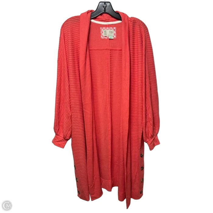 Ribbed Sweater Cardigan By Saturday/sunday In Coral, Size: L