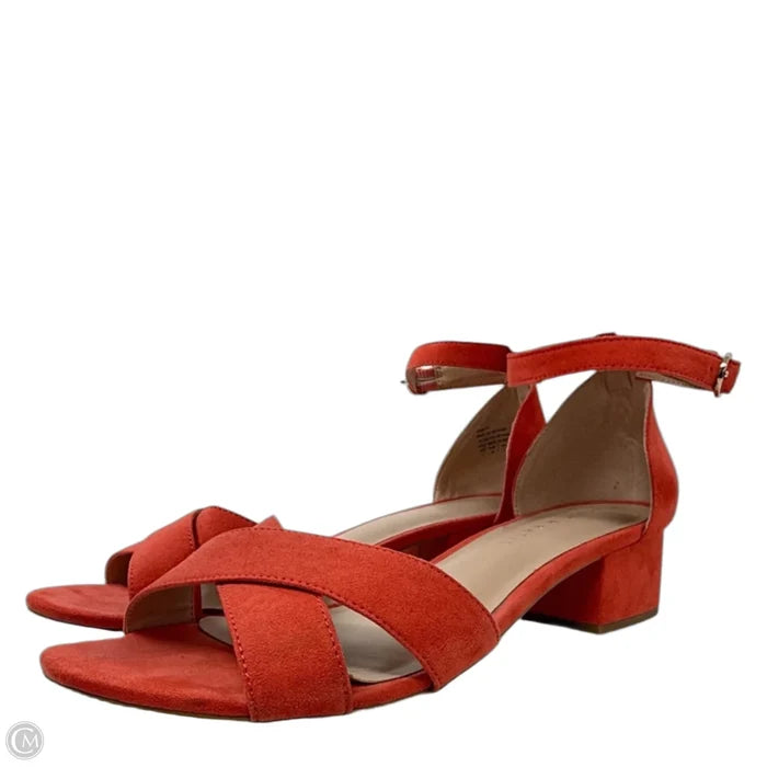 Rosetta Block Heel Sandals By Kelly And Katie In Orange, Size: 9
