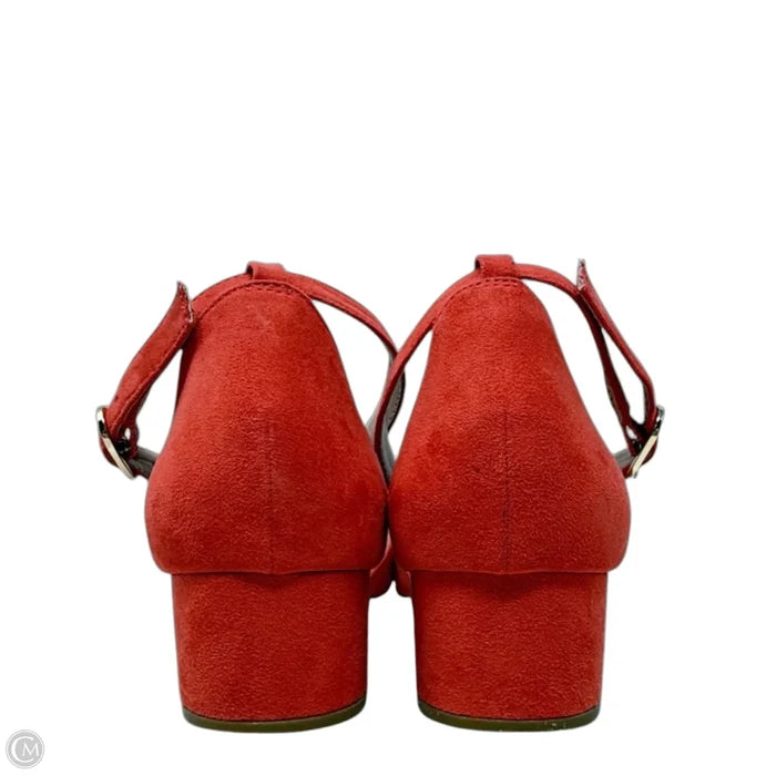 Rosetta Block Heel Sandals By Kelly And Katie In Orange, Size: 9