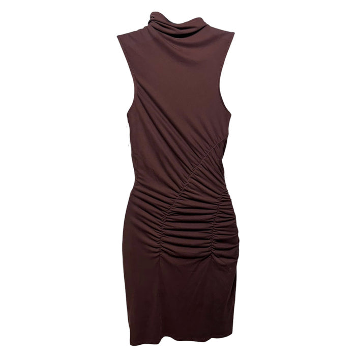 Ruched Mock-Neck Knit Dress By Anthropologie In Brown, Size: XS