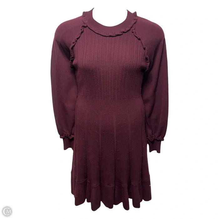 Ruffle Wool Blend Midi Sweater Dress By Pearl by Lela Rose In Purple, Size: M
