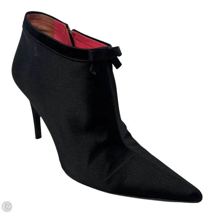 Satin Stiletto Boots Luxury Designer By Judith Leiber In Black, Size: 9
