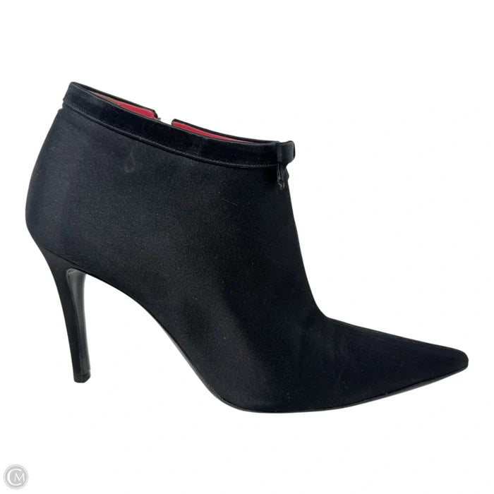 Satin Stiletto Boots Luxury Designer By Judith Leiber In Black, Size: 9