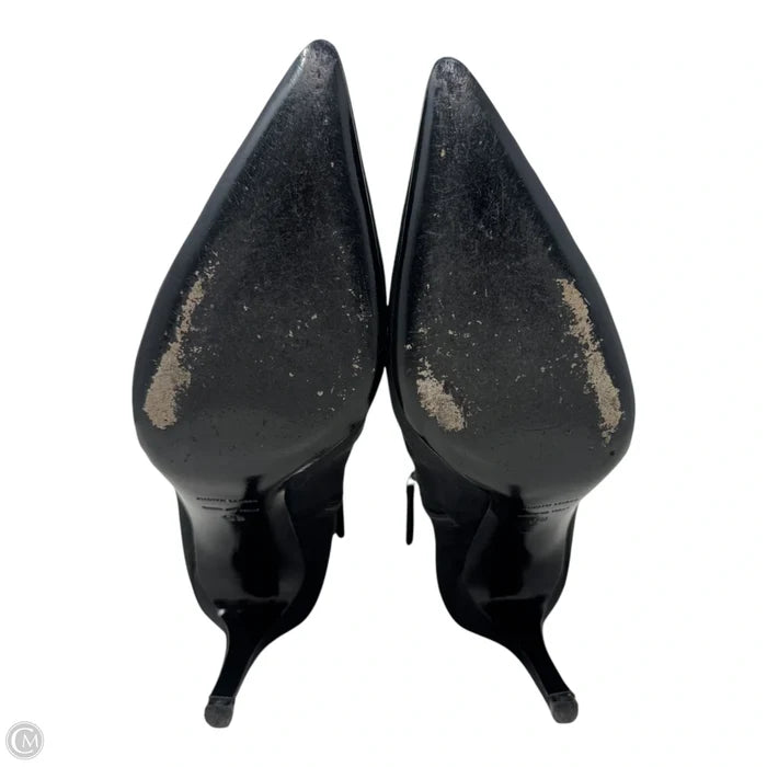 Satin Stiletto Boots Luxury Designer By Judith Leiber In Black, Size: 9