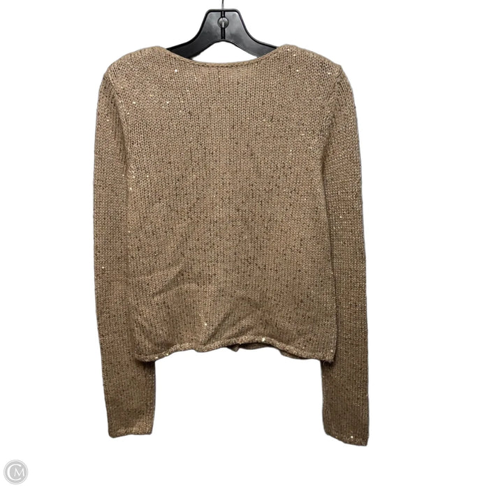 Sequin Sweater Cardigan By Bailey 44 In Gold & Tan, Size: L