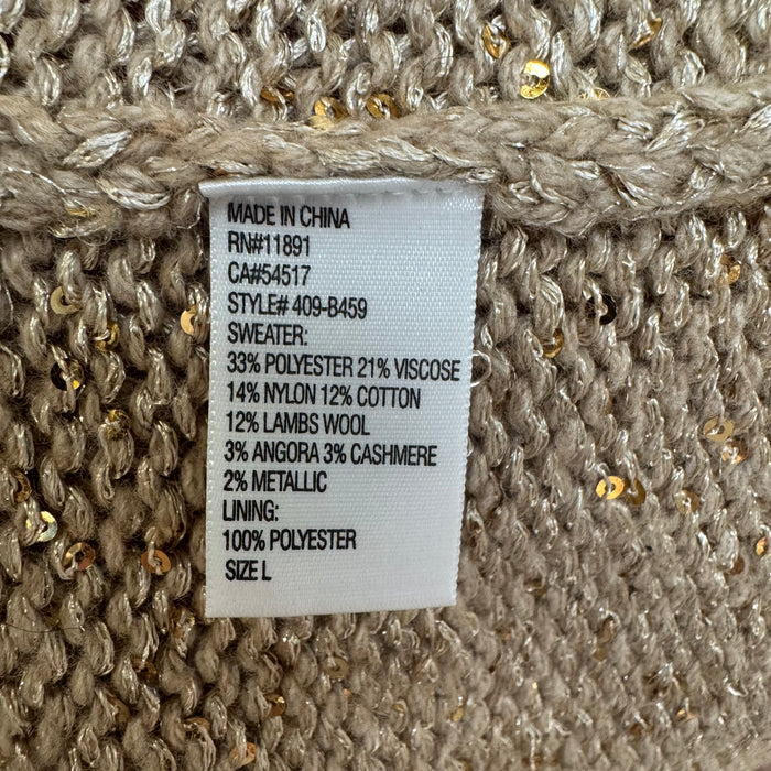 Sequin Sweater Cardigan By Bailey 44 In Gold & Tan, Size: L