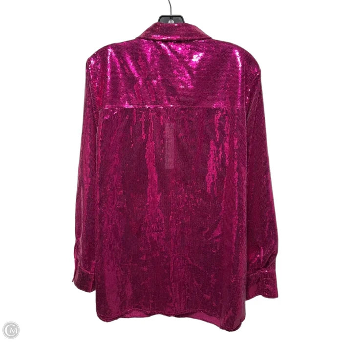 Sequin Top Long Sleeve By Nicole Miller In Pink, Size: Xl