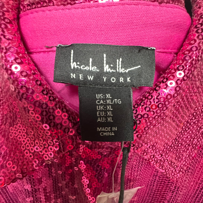 Sequin Top Long Sleeve By Nicole Miller In Pink, Size: Xl