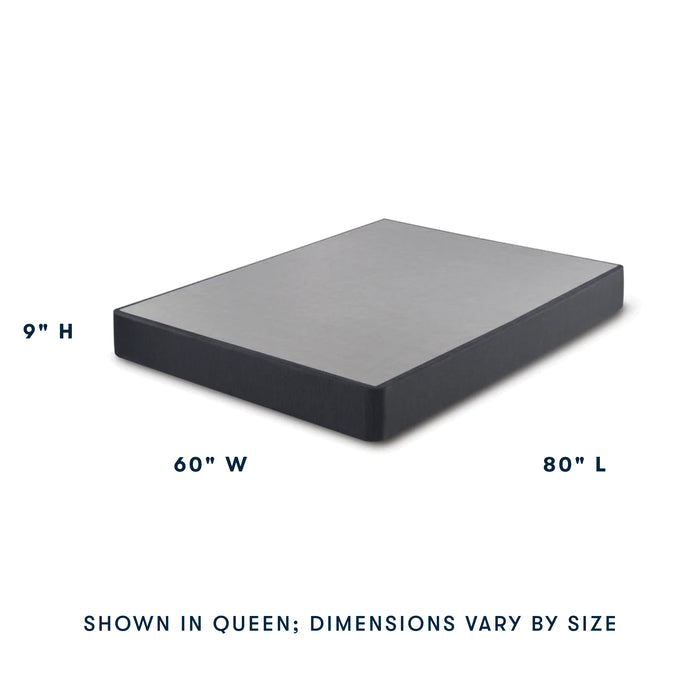 Serta Foundation shown as a queen size at an angle showing 9" in Height, 60" Width and 80" in Length || level: standard