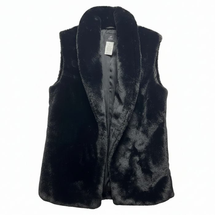 Shawl Collar Faux Fur Vest By Echo In Black, Size: M