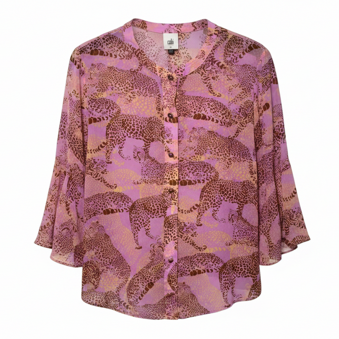 Sheer Cheetah Top 3/4 Sleeve By Cabi In Animal Print, Size: M