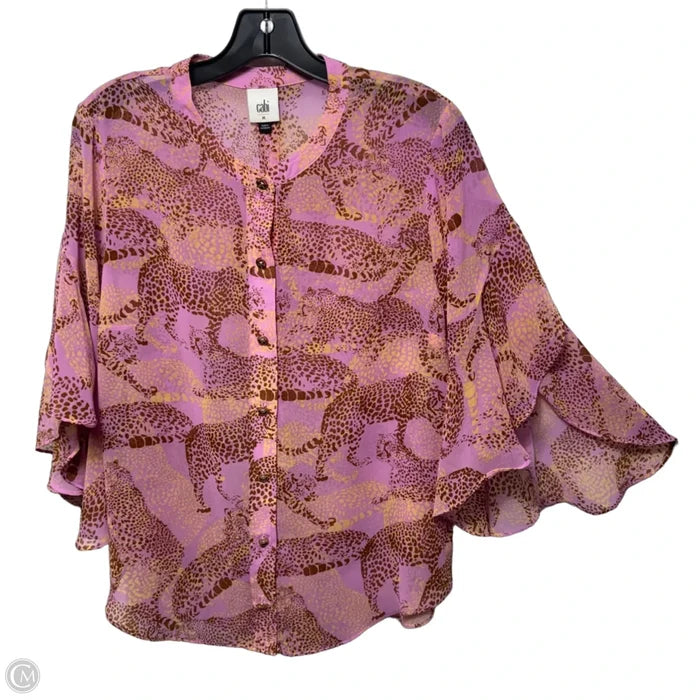 Sheer Cheetah Top 3/4 Sleeve By Cabi In Animal Print, Size: M