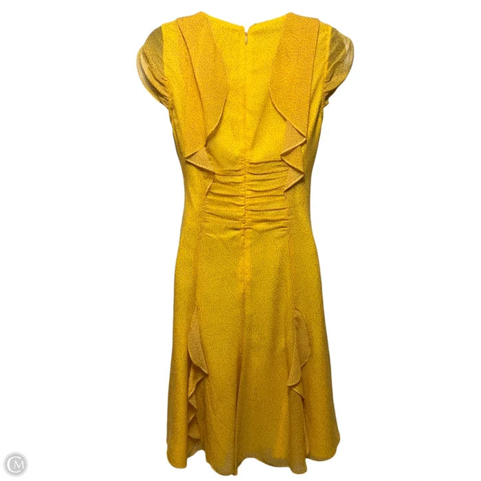 Silk A-Line Dress Designer By Halston In Yellow, Size: 4