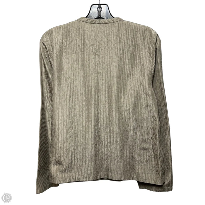 Silk Blend Jacket By Eileen Fisher In Taupe, Size: S