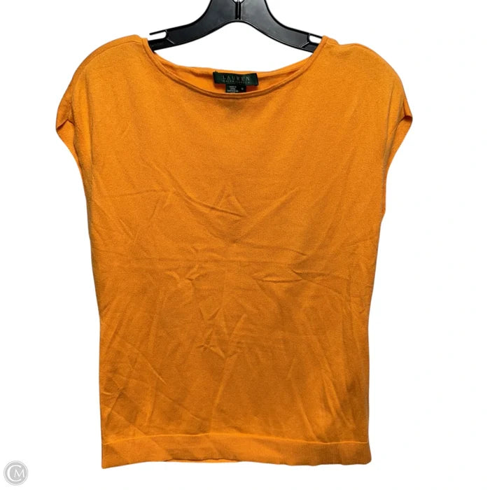 Silk Blend Knit Sleeveless Top By Lauren By Ralph Lauren In Orange, Size: M