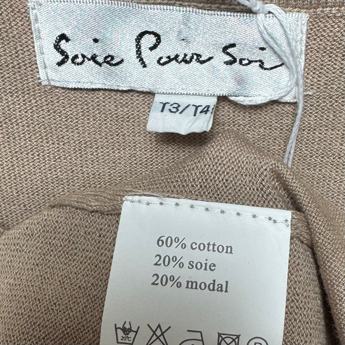 Silk Blend Rhinestone Collar Sweater By Soie Pour Soi In Tan, Size: M