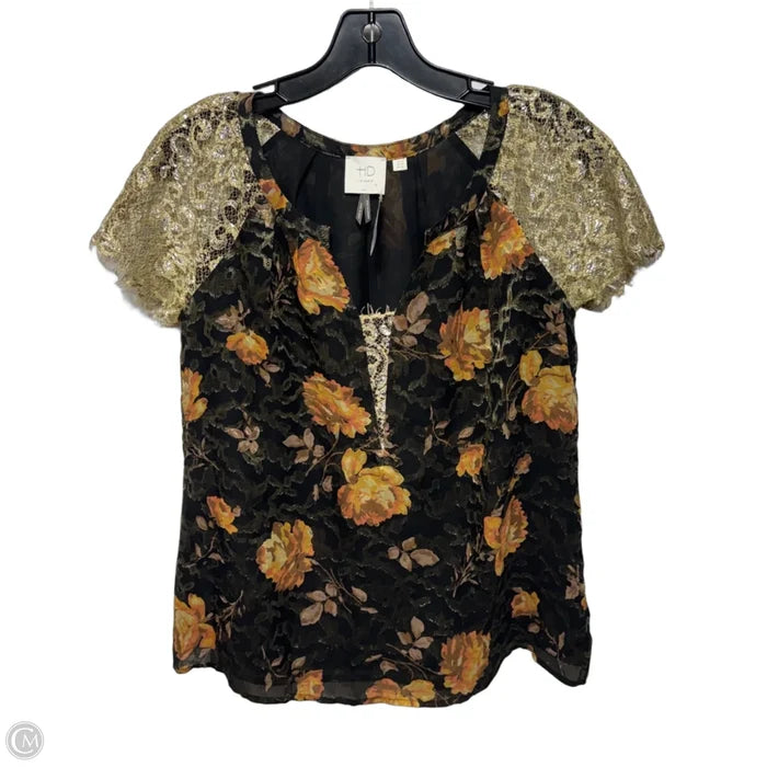 Silk Blend Top Short Sleeve By Hd In Paris In Floral Print, Size: 2