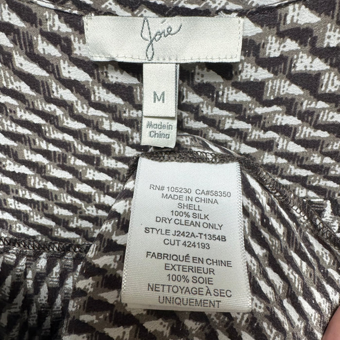 Silk Top Long Sleeve By Joie In Geometric Pattern, Size: M
