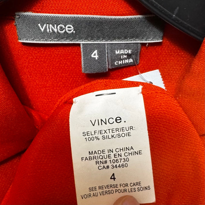 Silk Tunic Long Sleeve By Vince In Orange, Size: 4
