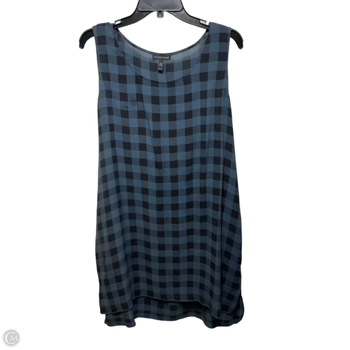 Silk Tunic Sleeveless By Eileen Fisher In Black & Blue, Size: Xl