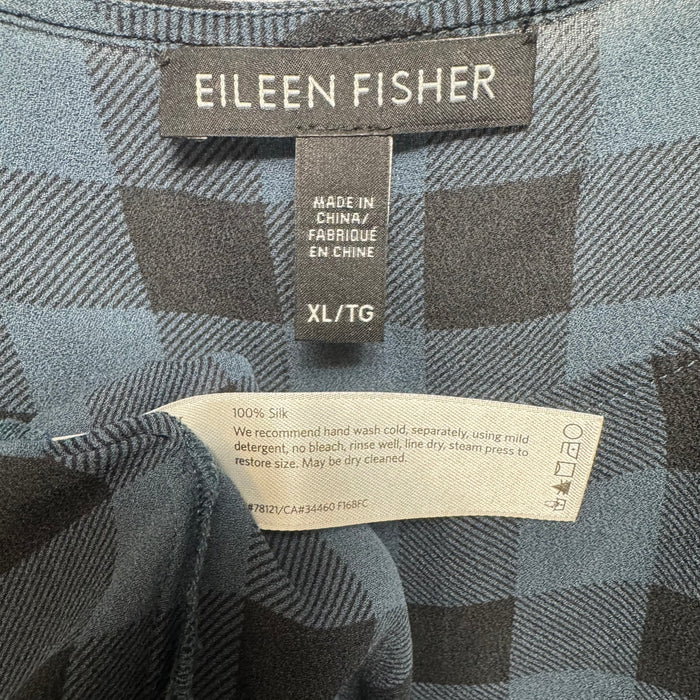 Silk Tunic Sleeveless By Eileen Fisher In Black & Blue, Size: Xl