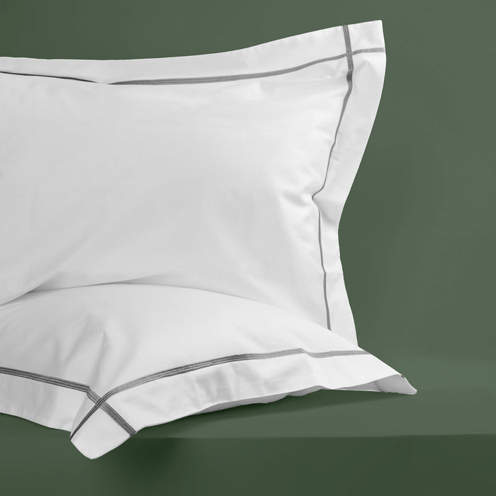 Silver Grey Cross Border 400 Thread Count Bedlinen Set