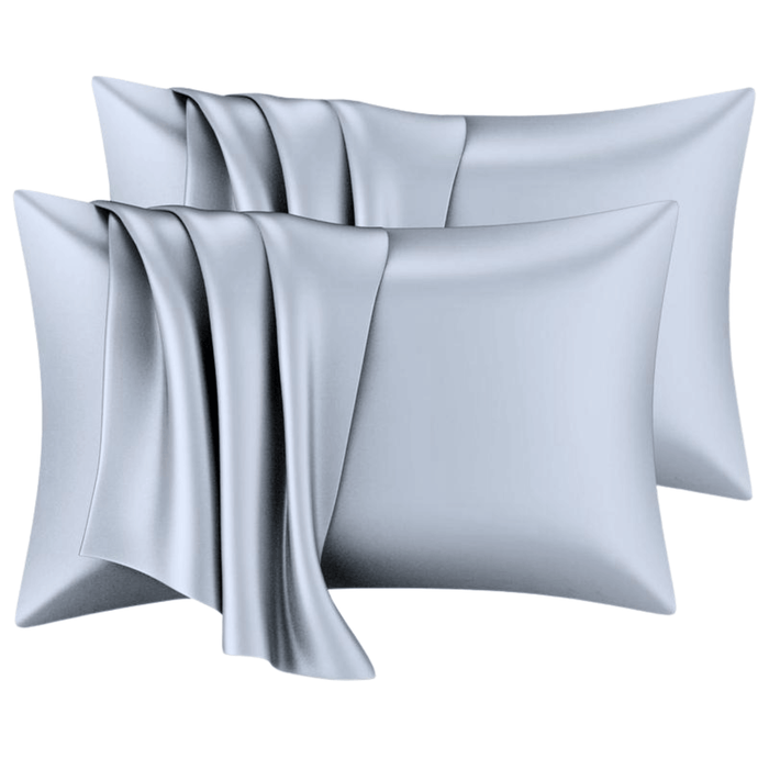 Silver Satin Microfiber Pillowcases - Set of 2 | Luxury Hotel-Style Bedding