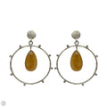 Silver-Tone Brown Agate Teardrop Orbital Hoop Earrings By Lucky Brand