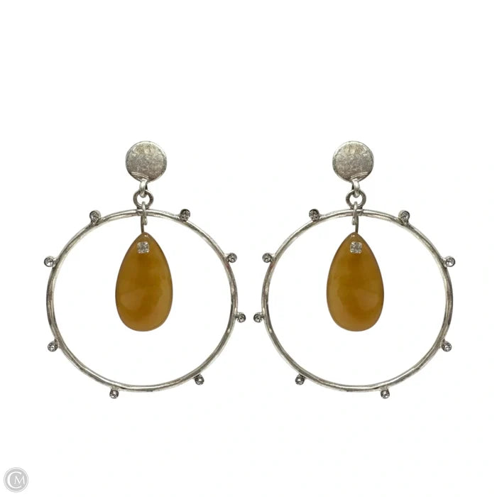 Silver-Tone Brown Agate Teardrop Orbital Hoop Earrings By Lucky Brand