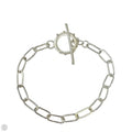 Silver Tone Paperclip Chain Toggle Bracelet