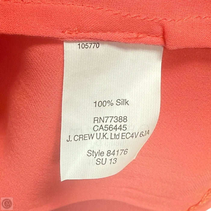 Sleeveless Silk Tank Top By J. Crew In Orange, Size: 0p