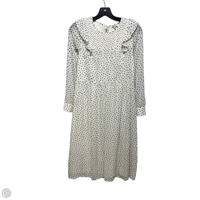 Smocked Ruffle-Shoulder Midi Dress By Madewell In Inkbrush Dots Pattern, Size: S
