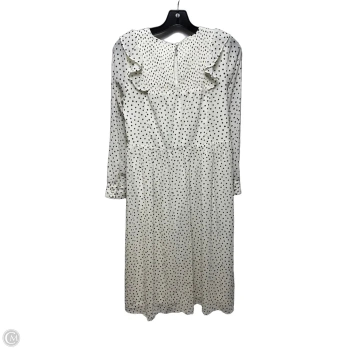 Smocked Ruffle-Shoulder Midi Dress By Madewell In Inkbrush Dots Pattern, Size: S