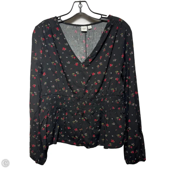 Smocked Waist Top Long Sleeve By Gap In Floral Print, Size: M
