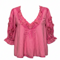 Sophie Embroidered Top Short Sleeve By Free People In Pink, Size: S
